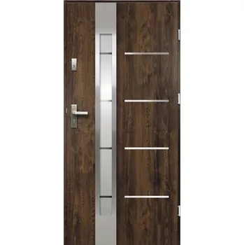 Vchodové dveře Vchodové dveře ocelové Luna S68 80 P ořech otevírání ven