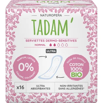 Menstruační vložka TADAM Dermo sensitivní vložky z BIO bavlny, Normal, 16 ks
