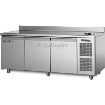 Coldline Chladící stůl TA17/1MS s deskou, dřezem a zadním lemem