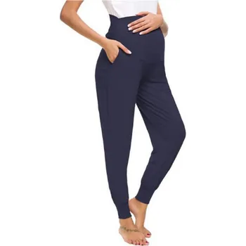 Těhotenské pohodlné domácí kalhoty (tepláky) sportovního vzhledu Barva: Fialová, Velikost: M