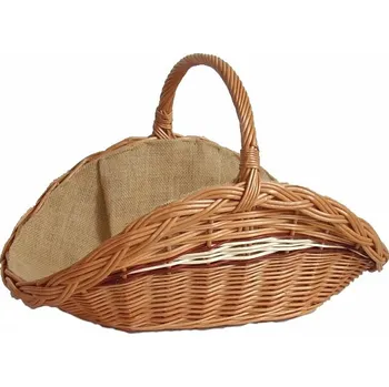 Proutěný koš na dřevo s látkou velký (Proutěný koš na dřevo s látkou velký – polstrovaný proutěný koš ke krbu i kamnům)