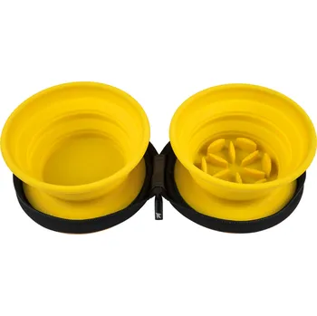 Miska pro psa Kiwi Walker cestovní dvojmiska SLOWFEEDER oranžová 700 ml