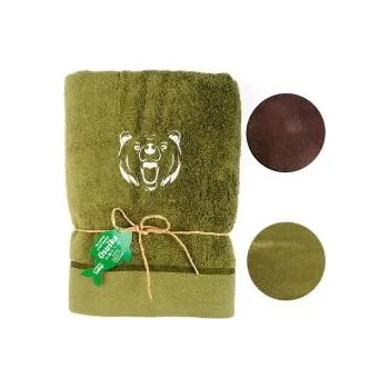Ručník E-myslivost Dárkový ručník pro myslivce - motiv medvěd - Barva hnědá