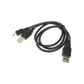 Datový kabel Kabel USB napájecí 2xUSB A na Mini USB B, 0,8m