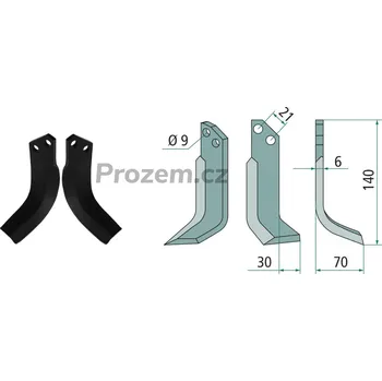 Pracovní nůž Frézovací nůž pravý pro Grillo, 7085, 21/9/140 mm