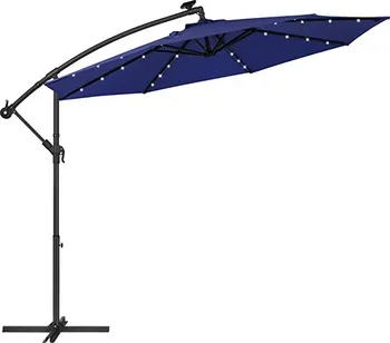 Slunečník SONGMICS Boční slunečník s LED osvětlením 300 x 245 cm modrý