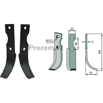 Fréza Frézovací nůž pravý pro Benassi, RT1012BN910, 68/10,5/164 mm