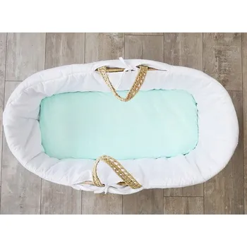 Prostěradlo Lullalove Bavlněné prostěradlo do košíku 40x90 cm Máta