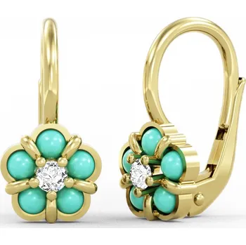 Náušnice SOLUNA Podmanivé zlaté dívčí náušnice pomněnky MYSTIS žluté zlato