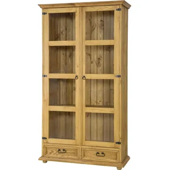 Knihovna Masivní vitrína CORDOBA Slim VIT107 Barevné provedení: Hnědý vosk K15