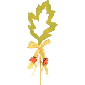 Zápich dřevěný list s lýkem zelený 30 cm