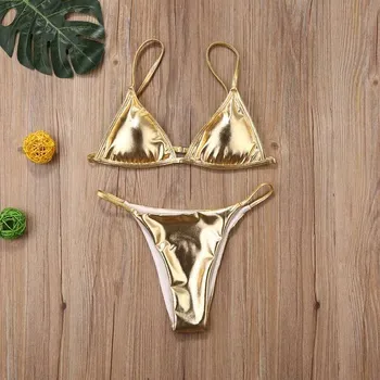 Dámské plavky Luxusní zářivé push up bikini - Zlato,S