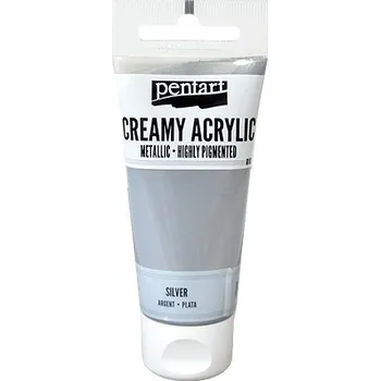 Vodová barva Krémová akrylová barva 60ml metalická - stříbrná