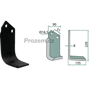 Frézovací úhlový nůž pravý pro Howard, 9911, 51/16,5/220 mm