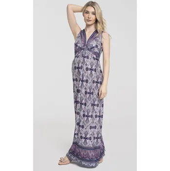 Těhotenské šaty Torell. Dlouhé těhotenské šaty 2v1 Debore fialové vzorované Velikost: S