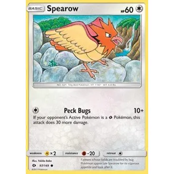 Sběratelská karetní hra Pokémon SUM 097/149 Spearow - Sun & Moon Stav: Excellent, Verze: REVERSE HOLO