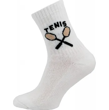 Pánské ponožky Novia Ponožky Tenis - vzor pálka 1192A Barva: Bílá, Velikost: 28-29