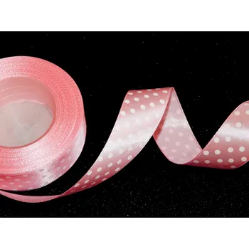 Stuha Stuha saténová s puntíkem, WSK6037, šíře 25 mm A / 1 metr