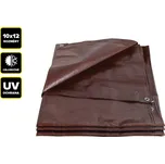 PROTECO plachta 10x12 m EXTRA SILNÁ PROFI nepromokavá s oky hnědá 200g/m2