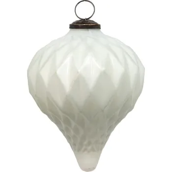 Vánoční ozdoba Bílá antik skleněná ozdoba Henri L – 13x15 cm