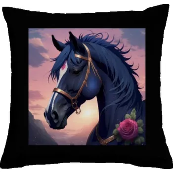 Polštář Polštář bavlněný s potiskem Koník s růží