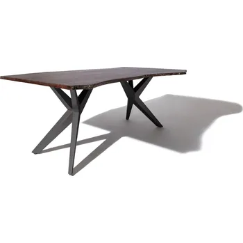 Jídelní stůl METALL Jídelní stůl 220x100x76, lakovaný s antracitovými nohami (matný), hnědý, akácie