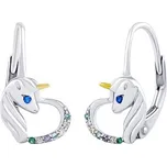 Stříbrné náušnice jednorožec Corado částečně zlacené s Brilliance Zirconia JJJ1664E