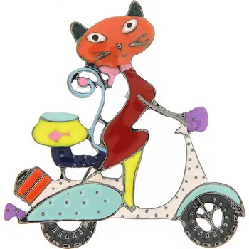 Brož Brož - kočička na skútru, oranžové barvy 9001670-4