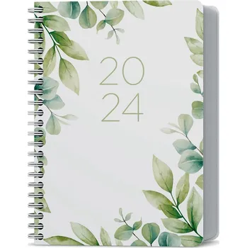 Diář Baloušek Tisk David Lamino Twin wire A5 denní 2024 zelený