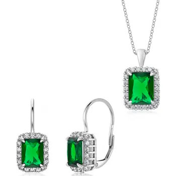 Souprava šperků SOFIA stříbrný set náušnice, přívěsek a řetízek COEZB53304+COPZB53307