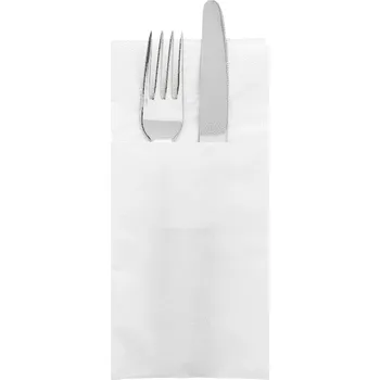 Papírový ubrousek Gastro obaly Ubrousek bílý složený do kapsy na příbory (min. počet 1000ks)