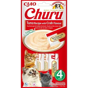 Pamlsek pro kočku Inaba Churu cat snack tuňák s krabí příchutí 4x 14g
