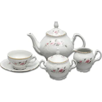 Stolování Čajová souprava Thun Bernadotte, růže, zlatá linka, 15 dílná