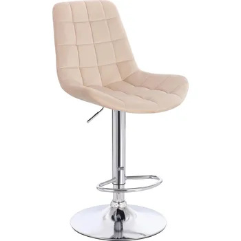 Barová židle Barová židle Voss velur na stříbrném talíři - krémová