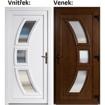 Vchodové dveře Plastové vchodové dveře Soft Celia, Zlatý dub/bílá, 98x198 cm, pravé, otevírání VEN