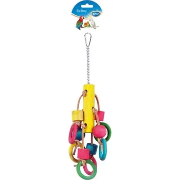 Hračka pro psa Hračka pták dřevo/kůže - kostky a kruhy Duvo+ 33 cm