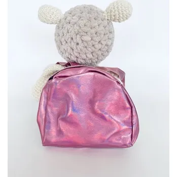 Batoh pro panenky a hračky růžový metalický