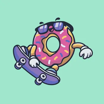Malování podle čísel - Donut na skateboardu Velikost: 30x30cm, Rámování: Pouze srolované plátno