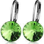 Ocelové náušnice s krystaly Swarovski, PERIDOT