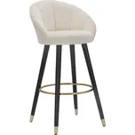 Sametová barová stolička Mauro Ferretti Vilnius, 55x56x104 cm, krémová/černá