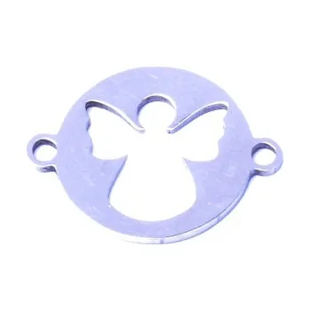 Přívěsek Přívěsek z nerezové oceli se dvěma očky- andílek 15,5x20x1 mm