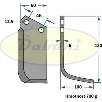Kultivátor Nůž rotavátoru - zakladač trávníků STB - pár