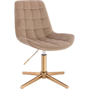 Otočné křeslo Voss velur na zlatém kříži - béžový