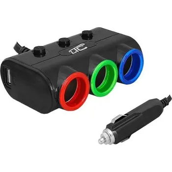 Elektrická zásuvka ROZBOČOVAČ AUTOZÁSUVKY 3x12V/24V 10A + 2x USB 2.1A/1A