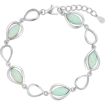 Náramek 4U Stříbrný náramek s bílým opálem Ester