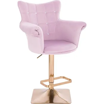 Barová židle Barová židle Nuuk velur základna zlatá - fialový vřes