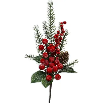 umělá květina Větvička vánoční pvc 33cm červená