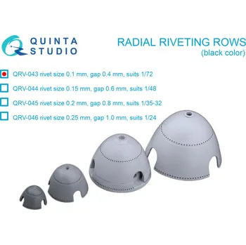 Plastikový model 1/72 Radial rivet.rows (0.10 mm, gap 0.4 mm) BLACK