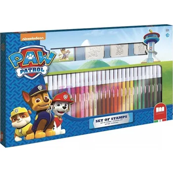 Dětské razítko Kreativní sada Tlapková patrola s 36 fixami a příslušenstvím