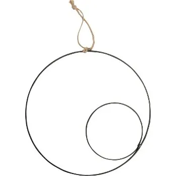 Obal na květináč Kovový kruh s vnitřním kruhem černý - 28 cm